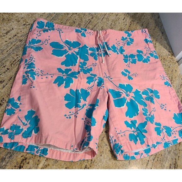Hawaiian Style Other - Vintage Men's Size XL Hawaiian Style Honolulu Pink Blue Shorts 36x7 Drawstring